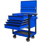Extreme Tools Tool Cart, 4 Drawer, Blue, 33 in W EX3304TCBLBK
